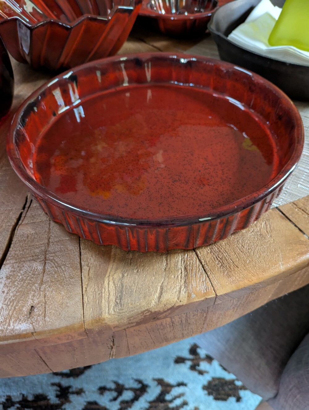 VTG USA Pottery Fluted Pie Pan Baking Dish